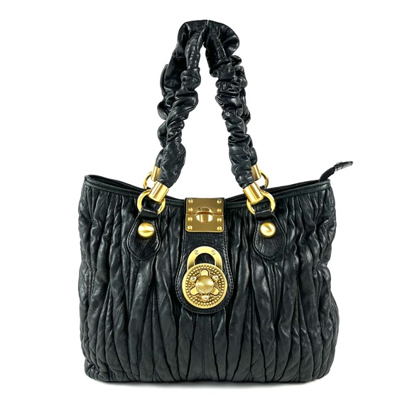 Steven Steve Madden Black Matelasse Leather Handbag